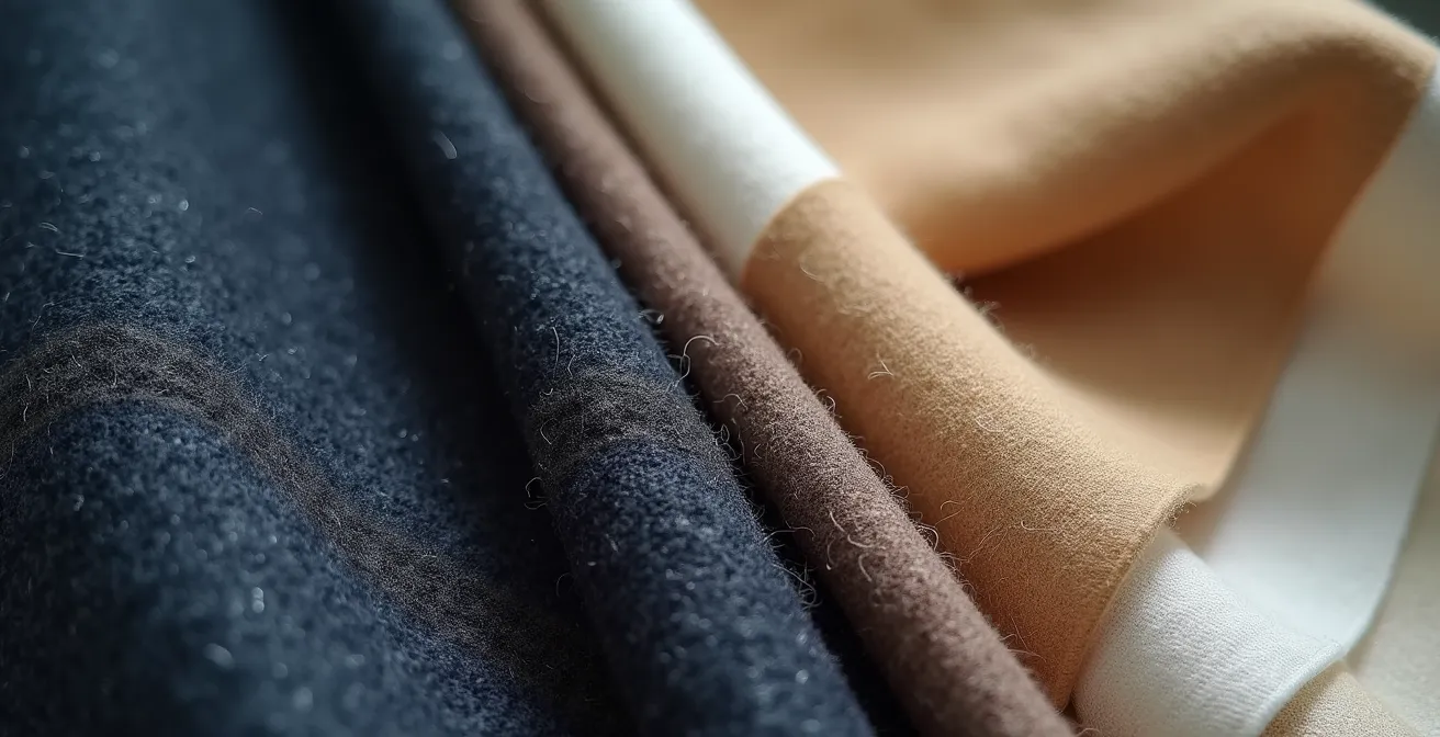 Nahaufnahme verschiedener hochwertiger Stofftexturen im natürlichen Licht
