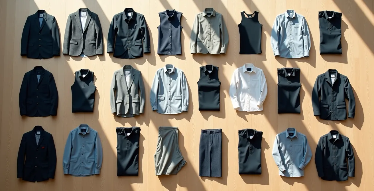 Abstrakte Darstellung einer strategischen Entscheidungsmatrix mit verschiedenen Kleidungsstilen