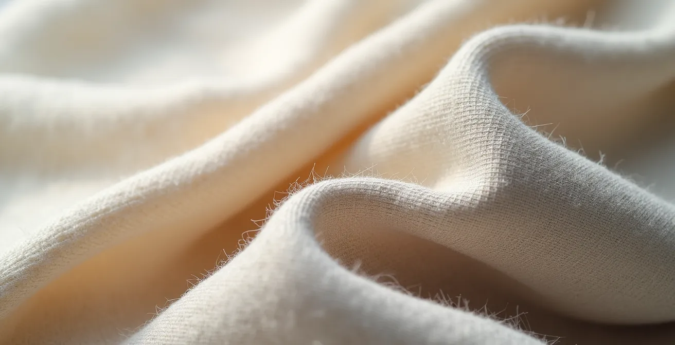 Hochwertige Stoffproben aus Tencel, Modal und Merinowolle elegant präsentiert