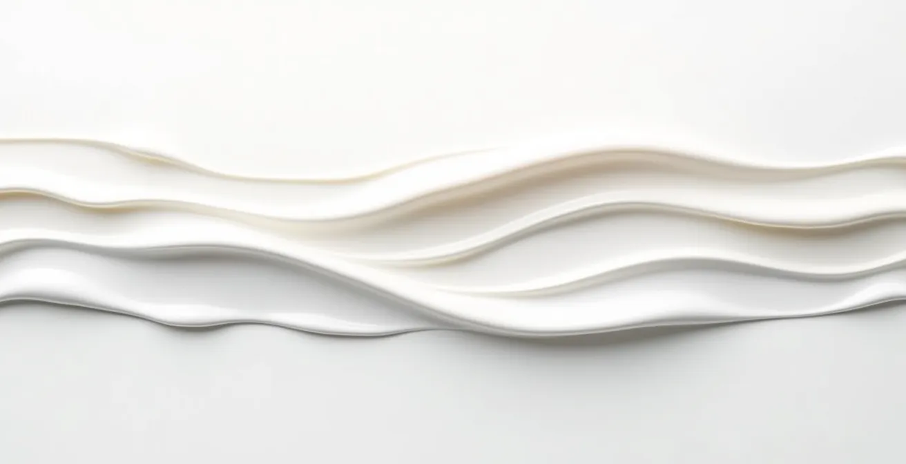 Minimalistische Darstellung verschiedener Hautpflegetexturen in Schichten